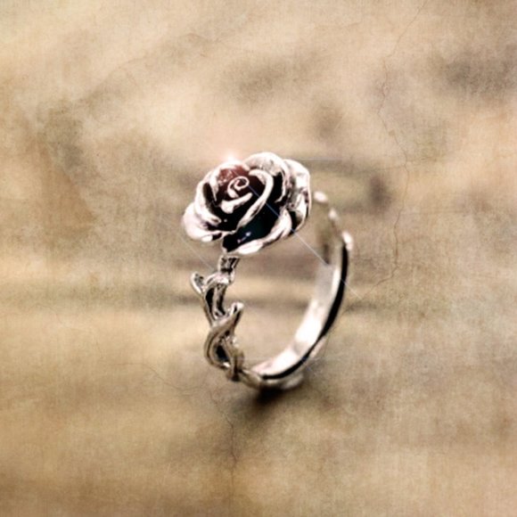 3/$25  🏷️ Vintage Rose Flower Sterling Silver Dainty Ring Elegant Floral Ring - Picture 6 of 11